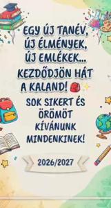 Megkezdődött az új tanév - 2026-2027.
